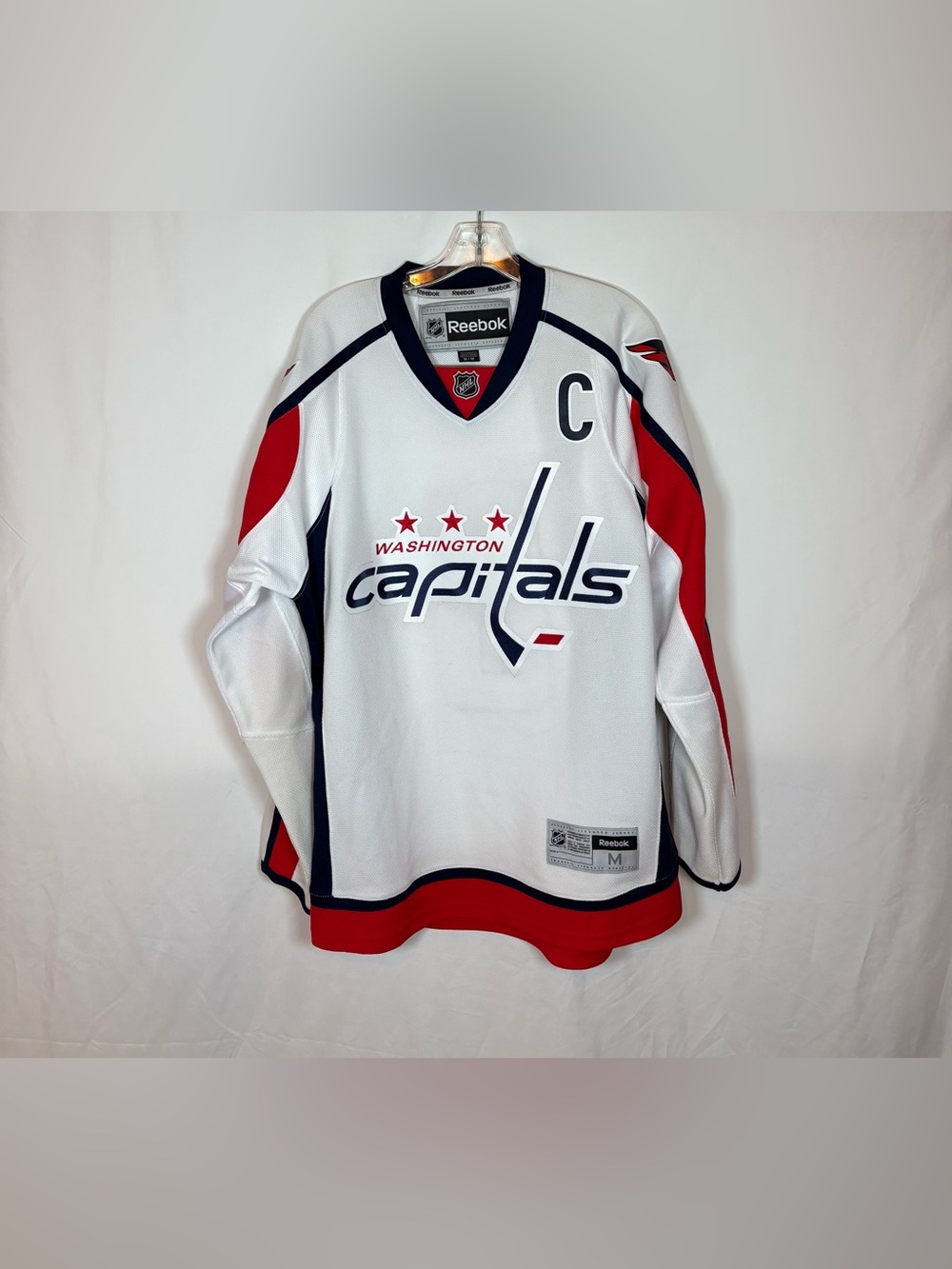 Reebok Washington Capitals #8 Ovechkin White Away Hockey Jersey Size Medium